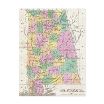 vintage map of alabama (1827) postinvitations
