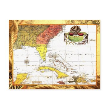 vintage map of florida and the caribbean postinvitations
