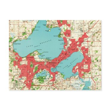 vintage map of madison wisconsin (1959) postinvitations