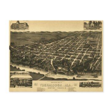 vintage map of tuscaloosa, alabama (1887) postinvitations