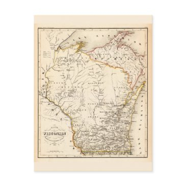 vintage map of wisconsin 1852 postinvitations