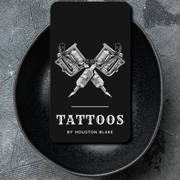 vintage minimalist black and white tattoo artist business invitations