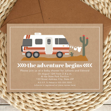 vintage motorhome invitationstock neutral baby shower invitation