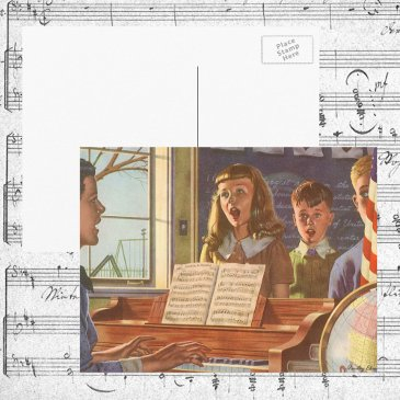 vintage music teacher teaching students to sing postinvitations