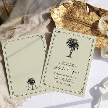 vintage palm simple destination wedding invitation