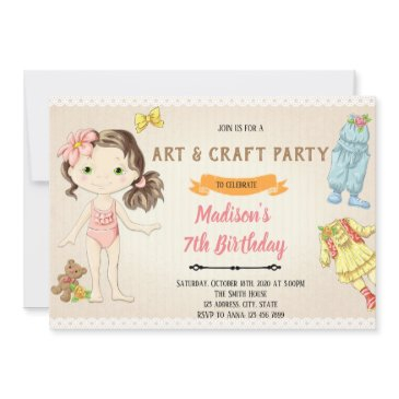 vintage paper doll tea birthday invitation
