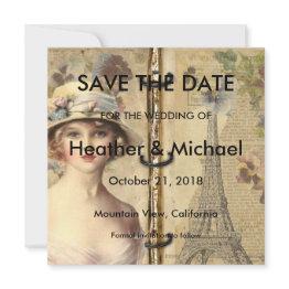 Small Vintage Paris Save The Date Wedding Front View