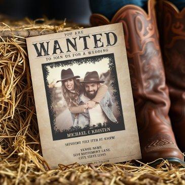 vintage photo wanted poster wedding invitation