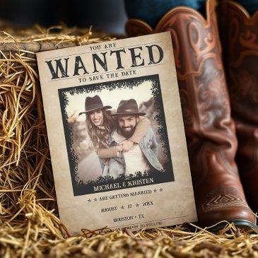 vintage photo wanted poster wedding save the date