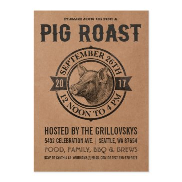 vintage pig roast invitations | butcher paper