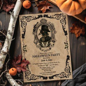 vintage plague doctor gothic halloween party invitation