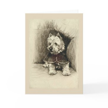 vintage - portrait of a westie invitations