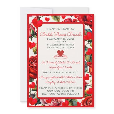 vintage queen of hearts bridal shower invitation