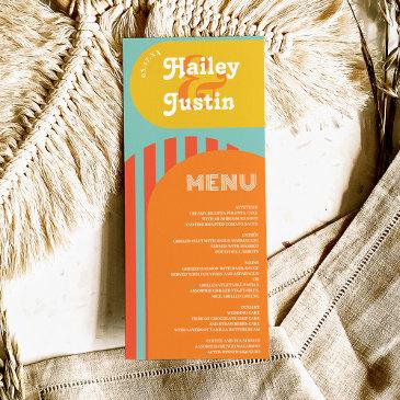 vintage retro 70s terracotta arch wedding menu