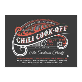 Small Vintage Retro Chili Cook Off Invitations Front View