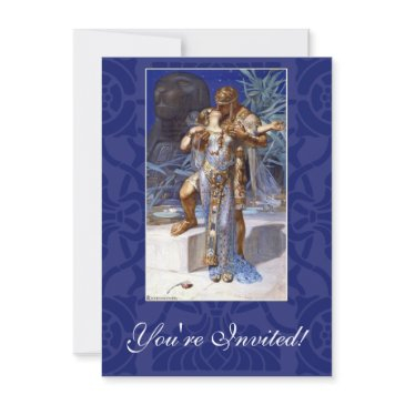 vintage romantic couple anthony and cleopatra kiss invitation