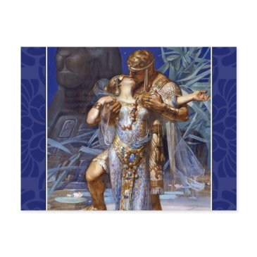 vintage romantic couple anthony and cleopatra kiss postinvitations