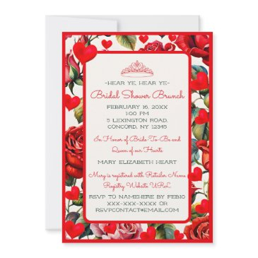 vintage roses queen of hearts bridal shower invitation