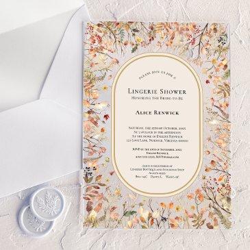 vintage rustic fall beige lingerie shower acrylic invitations