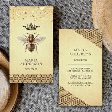 vintage rustic gold royal queen bee beekeeper business invitations