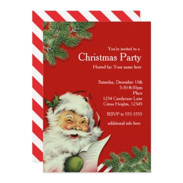 vintage santa claus red christmas invitations