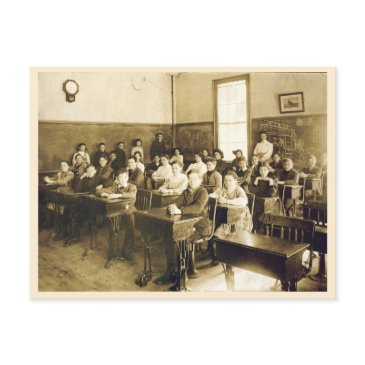 vintage school classroom with students at desks postinvitations