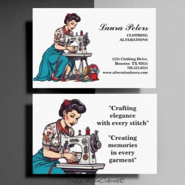 vintage sewing machine clothing alteration business invitations