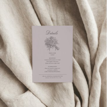 vintage sketched florals wedding details enclosure invitations
