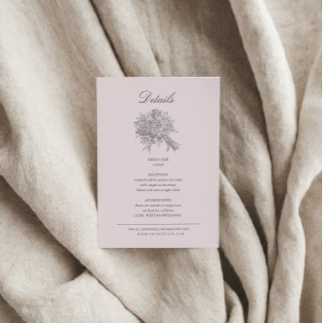vintage sketched florals wedding details enclosure invitations