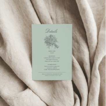 vintage sketched florals wedding details enclosure invitations