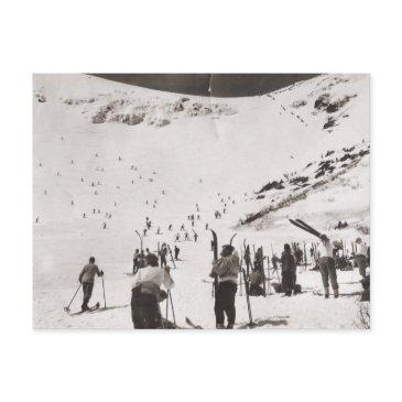 vintage ski image, skiers on the slopes postinvitations