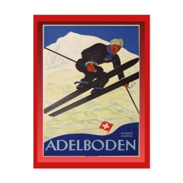 vintage ski poster, switzerland, adelboden postinvitations