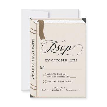 vintage story fairy tale library book gold wedding rsvp invitations