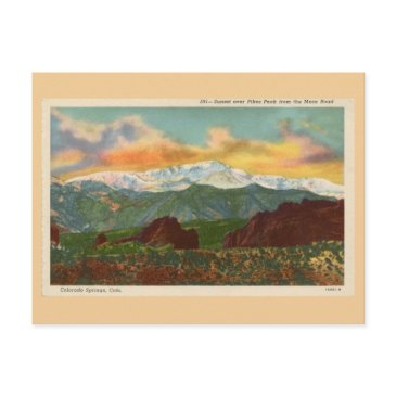 vintage sunset over pikes peak, colorado springs postinvitations