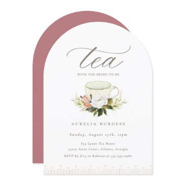 vintage teacup floral tea party invitation