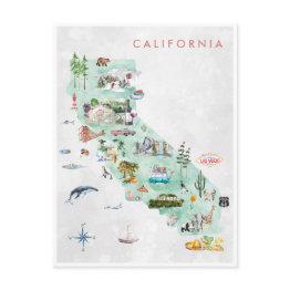 Small Vintage Travel Postinvitations | California Front View