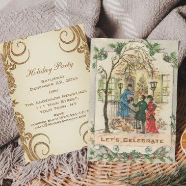 vintage victorian holiday christmas party invitation