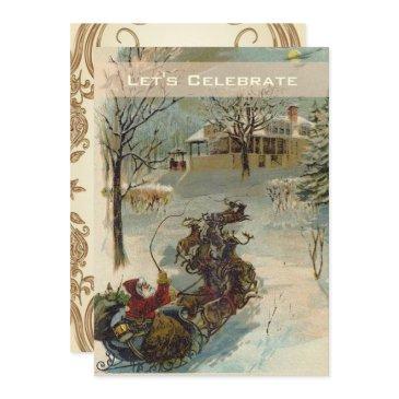 vintage victorian santa holiday christmas party invitation