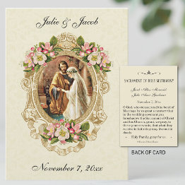 Small Vintage Wedding Traditional Catholic Holy Invitations Front View