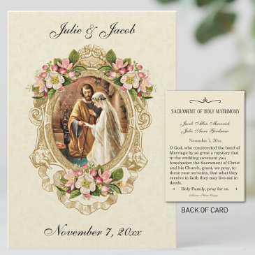 vintage wedding traditional catholic holy invitations