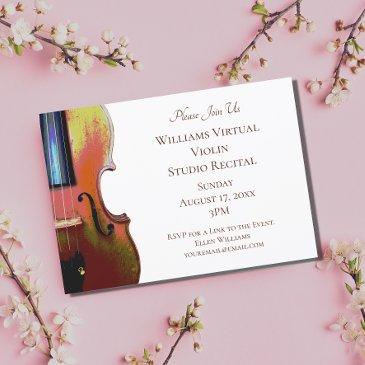 violin classical music recital elegant red invitation