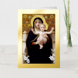 Small Virgin Of The Lilies Foil Greeting Invitations Front View