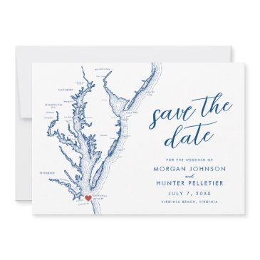 virginia beach map modern wedding save the date