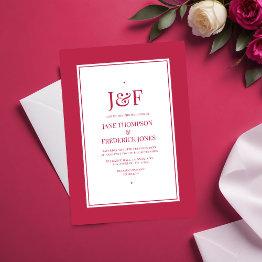 Small Viva Magenta Wedding Invitation Front View