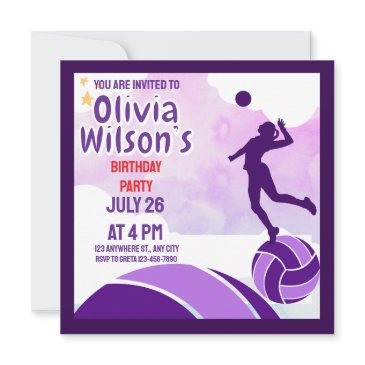 volleyball birthday party, volleyball player girl invitation