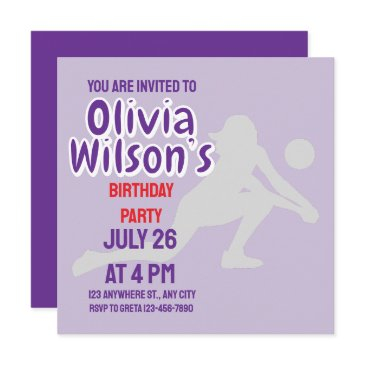 volleyball birthday party, volleyball player girl invitation