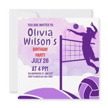 volleyball birthday party, volleyball player girl invitation
