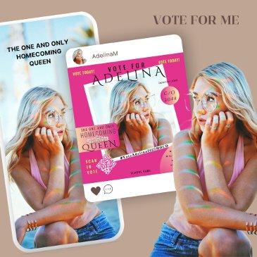 vote homecoming queen pink instagram template hoco