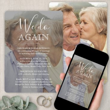 vow renewal 2 photo we do again white text wedding invitation