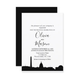 Small Washington Dc Skyline Cityscape Wedding Invitation Front View